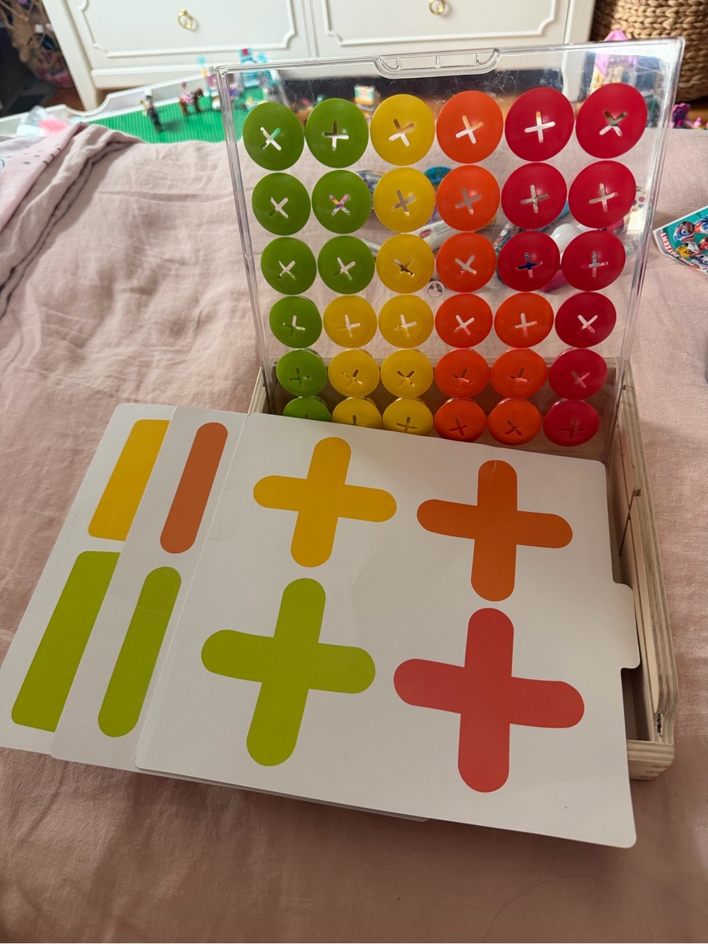 Lovevery Colorful Peg Building Toy Set - Green, Yellow, Orange, Red